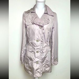 Joy Jou Grey houndstooth overcoat trench coat water resistant jacket women small